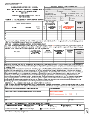 California Free and Reduced-Price Meals Application