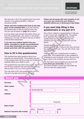UK Limited Capability for Work Questionnaire