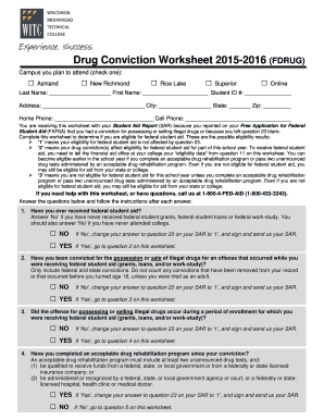 Drug Conviction Worksheet 2015-2016