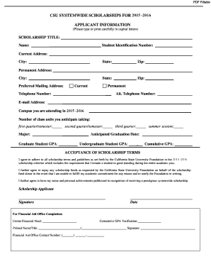 CSU Systemwide Scholarship Application