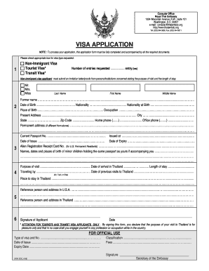 Thailand Tourist Visa Application