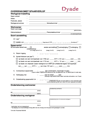OVEREENKOMST SPAARVERLOF