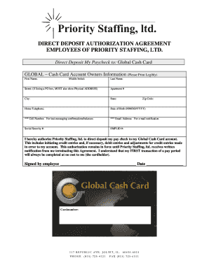 Direct Deposit Authorization Agreement