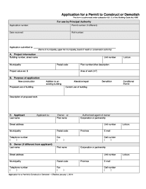 Application for a Permit to Construct or Demolish