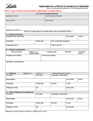 Application for a Permit to Construct or Demolish