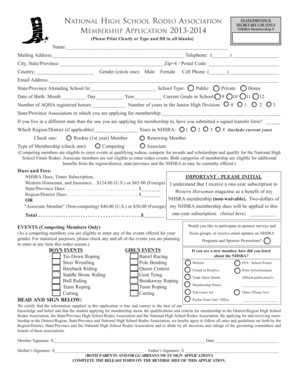 National High School Rodeo Association Membership Application