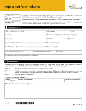 Sun Life Advance Application Form