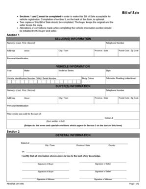 Alberta Vehicle Bill of Sale