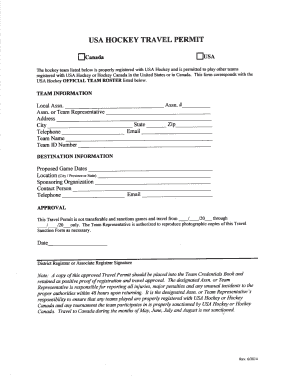 USA Hockey Travel Permit
