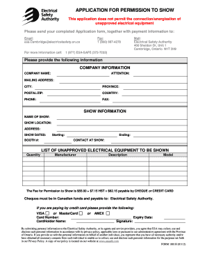 Ontario Permission to Show Electrical Equipment Form