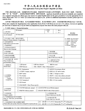 China Visa Application Form
