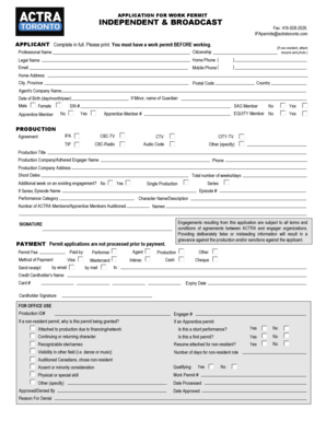 ACTRA Work Permit Application