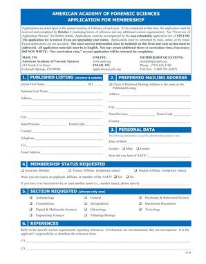 American Academy of Forensic Sciences Membership Application