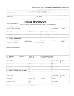 Application for a Permit to Construct or Demolish