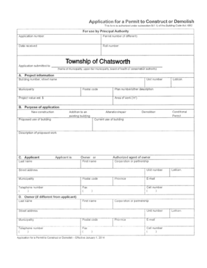 Application for a Permit to Construct or Demolish