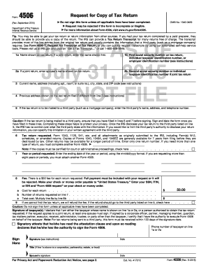 IRS Form 4506 Request for Copy of Tax Return