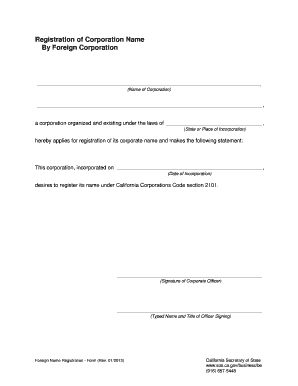 Foreign Corporation Name Registration