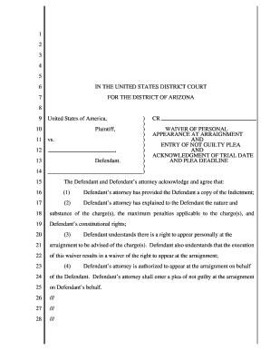 Waiver of Personal Appearance at Arraignment