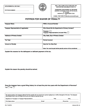 Tennessee Penalty Waiver Petition