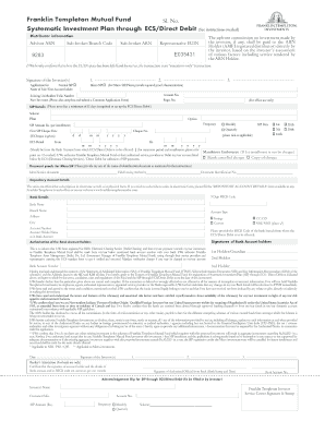 Franklin Templeton Mutual Fund SIP Application