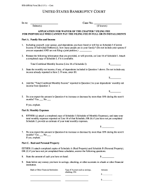Application for Waiver of Chapter 7 Filing Fee