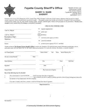 Georgia Criminal History Record Consent Form