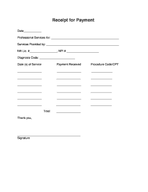 Receipt for Professional Services