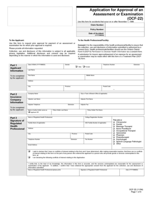 Application for Approval of an Assessment or Examination (OCF-22)