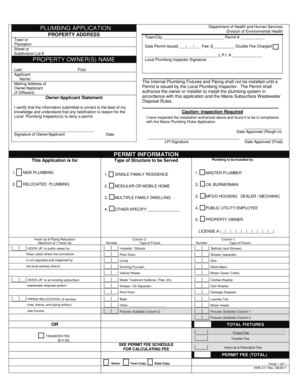 Maine Plumbing Permit Application