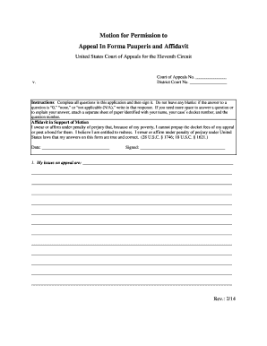 Motion for Permission to Appeal In Forma Pauperis