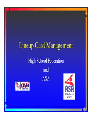 High School ASA Lineup Card