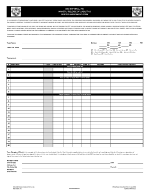 BSC Softball Waiver and Roster Amendment Form