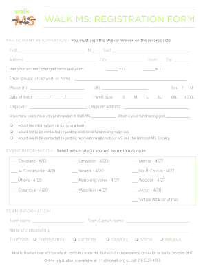 Walk MS: Registration Form