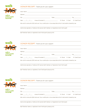 Donor Receipt for National MS Society