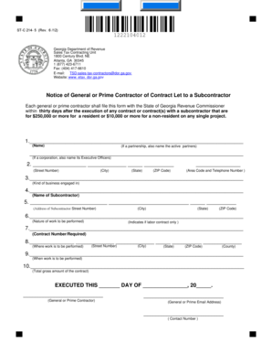 Georgia Sales Tax Contractor Notice