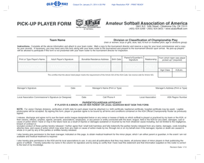 Amateur Softball Association Pick-Up Player Form