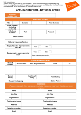 Oasis Community Learning Job Application Form
