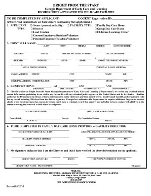 Georgia Child Care Records Check Application