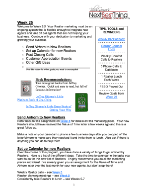 Weekly Realtor Marketing Tracking Form