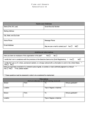 Employment Application Form
