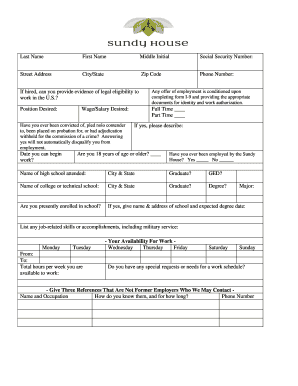Employment Application Form