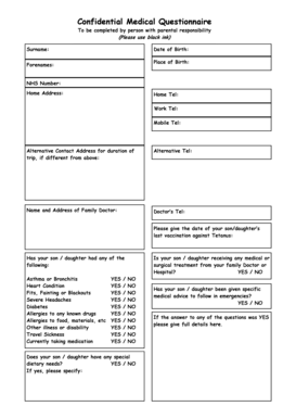 Confidential Medical Questionnaire