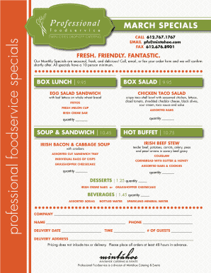 Professional Foodservice Order Form