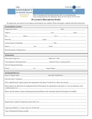 Internship Placement Form
