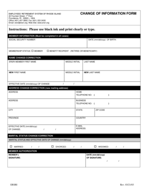 Rhode Island Change of Information Form