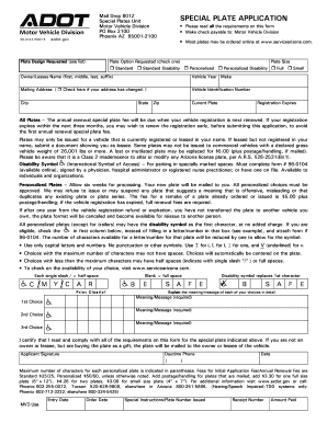 Arizona Special Plate Application