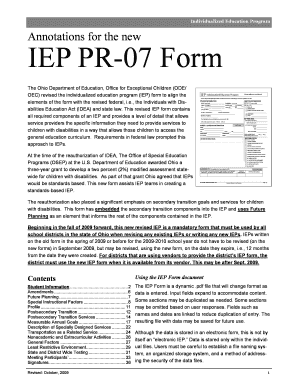Ohio IEP PR-07 Form