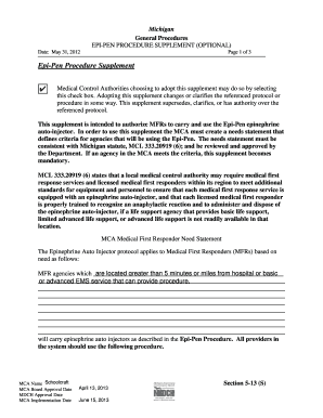 Michigan Epi-Pen Procedure Supplement