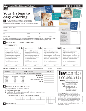 Linda Miles Signature Package Order Form