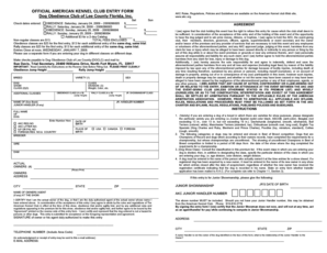 American Kennel Club Dog Obedience Entry Form